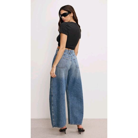 NWT. Good American Good Extreme Barrel Indigo Jeans Size 6 - Picture 9 of 12